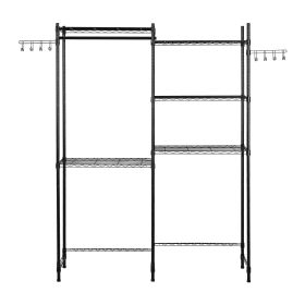 Over Washer and Dryer Storage Shelves, 5 Tiers Laundry Room Drying Rack with Hanger Rod and Hooks, Two Rows Adjustable Washer Shelves Space Saver