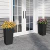 Pack of 2 Square Planter for Garden 22-Inch High Faux Rattan Design Flower Pot with Automatic Watering System for Porch, Patio, Backyard