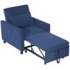 HOMCOM 3-in-1 Convertible Chair Bed, Pull Out Sofa Bed Sleeper Chair with Adjustable Backrest, Pillow, and Pockets, Blue