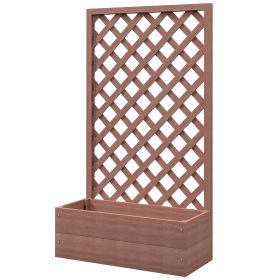 Outsunny Brown Trellis Planter Box for Vines Raised Garden Bed with Lattice for Outdoor Garden Backyard