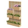 Outsunny Wall-Mounted Wooden Planter Box with Trellis for Climbing Plants Adjustable Height Outdoor Garden Bed Brown