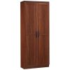 63" 2-Door Kitchen Pantry Storage Cabinet with 5-Tier Shelving and 2 Adjustable Shelves for Dining Room, Brown
