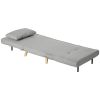 HOMCOM Chair Bed Adjustable Backrest 2-in-1 Sofa Bed Multi-Functional Gray
