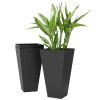Outsunny Tall Plastic Planters 28 Inch 3-Pack Large Outdoor Indoor Garden Flower Pots for Entryway Patio Yard Black