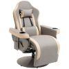 Manual Recliner Armchair, Lounge Chair with Adjustable Leg Rest, 135Ã‚Â° Reclining Function, 360Ã‚Â° Swivel, Cup Holder & Storage Pocket, Gray