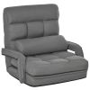 HOMCOM Convertible Floor Sofa Bed, Recliner Armchair Upholstered Sleeper Chair with Pillow for Living Room Bedroom Lounge, Grey