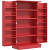 40.9" Kitchen Sideboard Cabinet, Freestanding Kitchen Storage Cabinet w/ Double Doors & 5-tier Shelving for Home, Dining Room, Red