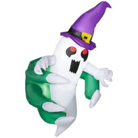 Outsunny 3.9ft Inflatable Halloween Window Sticker Ghost, Blow Up LED Display for Garden Indoor Outdoor