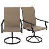 Outsunny Patio Swivel Chairs Set of 2, High Back Patio Dining Chairs with All-Weather Mesh for Backyard, Lawn, Garden, Brown
