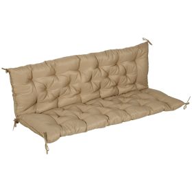 Outsunny Outdoor Bench Cushion Tufted 3-Seater Khaki for Swing Chair Patio Sofa