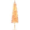 HOMCOM 7ft LED Pre-Lit Slim Pencil Christmas Tree Pink Snow Flocked with Downswept Branches