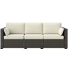 Patio Couch PE Wicker Deep Seating Outdoor Sofa with Removable Cushions, 3 Seater Rattan Sofa, Outdoor Furniture for Balcony, Deck