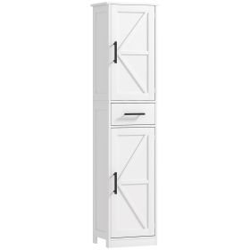 Linen Cabinet Bathroom with Drawer, 67" Tall Bathroom Storage Cabinet with Doors and Shelves, Farmhouse Style, White