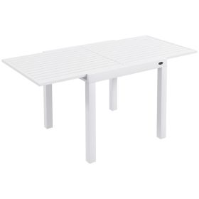 Outsunny White Expandable Patio Table Outdoor Dining for 4-6 Aluminum Frame Garden Lawn Balcony Terrace