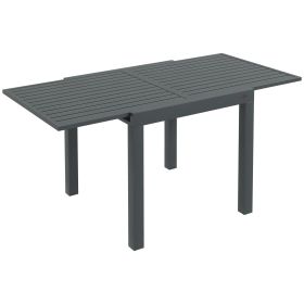 Outsunny Slate Extendable Dining Table: Adaptable Size for 4-6, Aluminum, Perfect for Outdoor Family Meals, Gray|