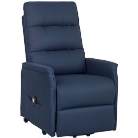 Power Lift Chair for Elderly, Fabric Recliner Sofa with Remote Control, Side Pockets, Quick Assembly, Deep Blue