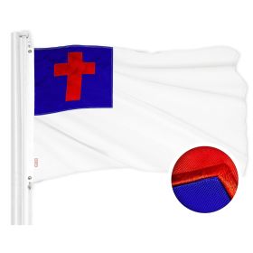 Christian Flag 2.5x4 Ft Embroidered 300D Polyester Religious Flag Embroidered Design Indoor Outdoor Brass Grommets