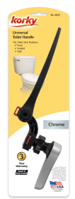 Korky Toilet Handle, Chrome Metal Handle - Tank Lever Replacement - Universal to Fit Front, Angled, and Side Left Mount Toilets - 6055