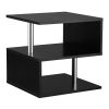 Lift Top Coffee Table Designer S-Shaped Black 3-Tier Side Table Multi Level with 2 Steel Support Poles