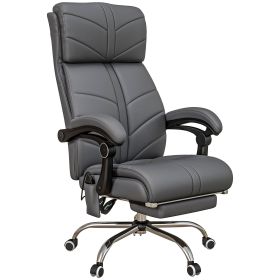 Vinsetto Heated Massage Office Chair 4 Point Vibration Gray PU Leather Reclining Adjustable Height