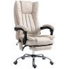 Vinsetto Massage Office Chair High Back Reclining Heat 6 Points Adjustable Height Footrest Cream White