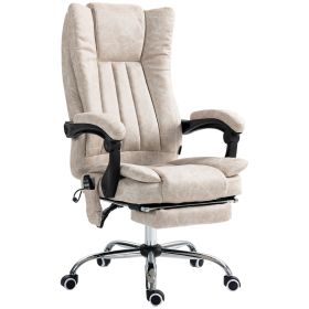 Vinsetto Massage Office Chair High Back Reclining Heat 6 Points Adjustable Height Footrest Cream White