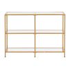 3-Tier Glass Console Table, Modern Rectangle Sofa Side Table with Tempered Glass Top and Iron Legs