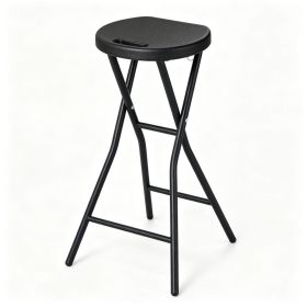Foldable Backless Bar Stool, Waterproof HDPE Seat Counter Height Stool with Metal Frame