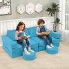 14 PCS Modular Kids Play Couch for Playroom and Bedroom Suede fabric covers Zipper head covers protect