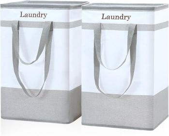 Laundry Basket 78L, 2Pack Laundry Hamper with Easy Carry Handles, Collapsible Laundry Baskets Hampers for Bathroom Clothes Storage Grey