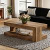 Coffee Table, Farmhouse 2-Tier Tea Cocktail Table with Storage
