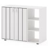 Adjustable Shelf Shoe Cabinet, 2-Door Enclosed + 3-Tier Open Storage Organizer for Entryway-White
