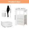 3 Drawer Nightstand with Charging Station, Glass Top End Table with Power Outlets and USB Ports, RGB LED Light Bedside Table with Open Shelf