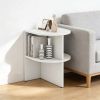 Half Round End Table with Open Shelves for Small Space Open Shelves Provide Foot Pads for Living Room, Bedroom and Office