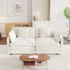 Modern Fabric Loveseat Sofa Couch for Living Room, Upholstered Large Size Deep Seat 2-Seat Sofa with 4 Pillows ,White Chenille