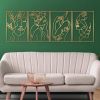 4 Pack Gold Wall Art Decor, Female Flower Face Lover Minimalist DÃƒÂ©cor Single Line Art Wall DÃƒÂ©cor, Real Metal Wall Art
