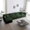 Modular Sectional Sofa for Living Room,U Shaped Couch 5 Seater Convertible Sectional Couch with 1 Ottoman ,Green Chenille