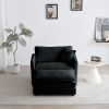 Modern Accent Chair with Ottoman, Living Room Club Chair Chenille Upholstered Armchair , Reading Chair for Bedroom, Black Chenille