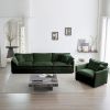 2-Piece Upholstered Sofa, Living Room Sectional Sofa Set Modern Sofa Couches Set , Deep Seat Sofa for Living Room Apartment, 1+3 Seat Green Chenille