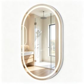 32x20" Oval LED Backlit Bathroom Mirror, 3 Color Temperatures Stepless Dimmable Vanity Mirror
