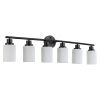 39" Modern 6-Light Vanity Bathroom Mirror Light, Frosted White Glass with Black Iron Frame, Contemporary Wall Sconce for Bedroom, Bathroom