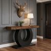 Console Table, Rustic Sofa Table Entryway Table with Circle Base