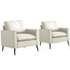 TS Cat paw leather upholstered sofa 2PC Cream White,Nordic retro light luxury living room balcony bedroom single casual sofa chair