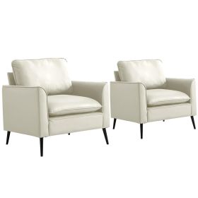 TS Cat paw leather upholstered sofa 2PC Cream White,Nordic retro light luxury living room balcony bedroom single casual sofa chair