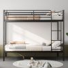 Bunk Bed with Ladder and high Guardrail, Able to Split, Metal Bunk Bed, Storage Space, Noise Free, Twin Over Twin Size, Black