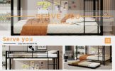 Durable Square Tube Iron Bunk Bed Featuring Safety Rails, Modern Minimalist Look, Ideal for Kids Room, Guest Room or Shared Space