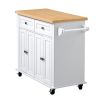 Kitchen Island Cart with Storage, 43.7 in Wide Mobile Rolling Storage Island on Swivel Wheels, with 2 Drawers, Storage Cabinet, Spice/Towel Rack