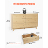 6 Drawer Dresser, Wooden Chest of Drawers with Sliding with Anti-tip Device, Modern Minimalist Dresser Chest, Closet Storage Organizer for Living Room