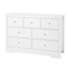 7 Drawer Dresser, Wooden Chest of Drawers with Sliding with Anti-tip Device, Modern Minimalist Dresser Chest, Closet Storage Organizer for Living Room