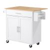 Kitchen Island Cart with Storage, 42.28 in Wide Mobile Rolling Storage Island on Swivel Wheels, with Drawer, Storage Cabinet, Drop Leaf, Spice Rack